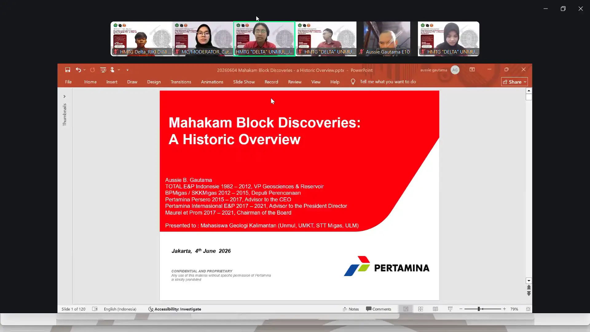 Webinar  "Field Discoveries & Development In The Mahakam Psc - A Historical Perspective"