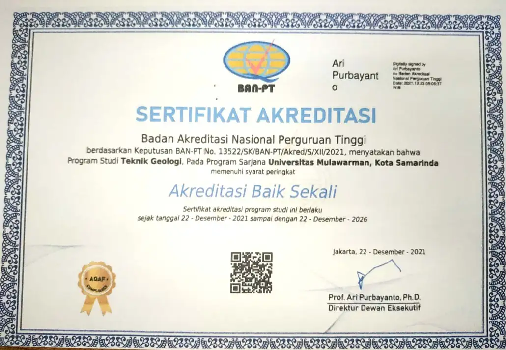 Akreditasi Program Studi Teknik Geologi